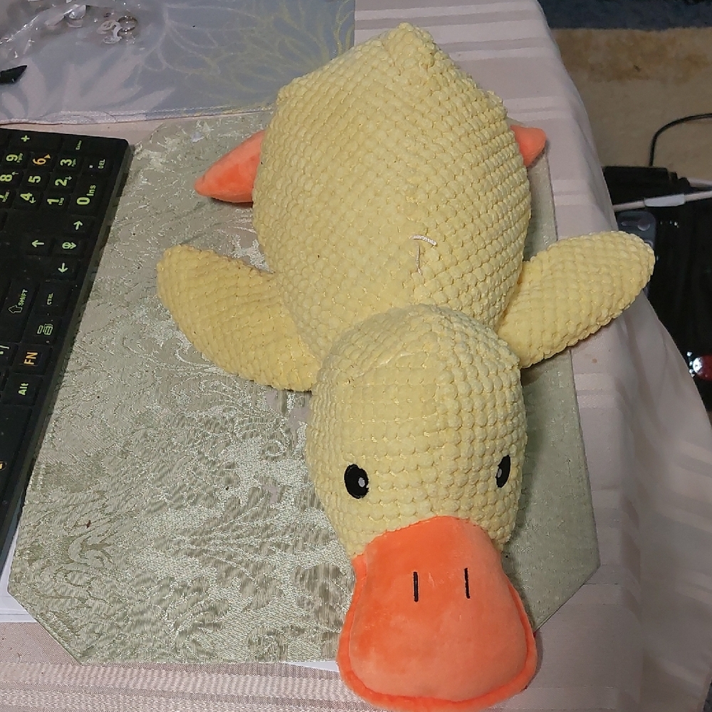 Yellow Duck Plush Dog Toy No Squeaker.